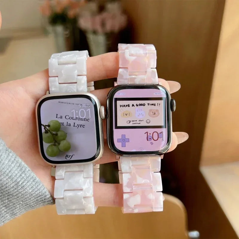 Luxury Resin band for Apple Watch Ultra 2 band 49mm 45mm 41mm 40mm 44mm 38mm 42mm Link band Apple Watch Series 9 7 8 6 SE 5 4 3