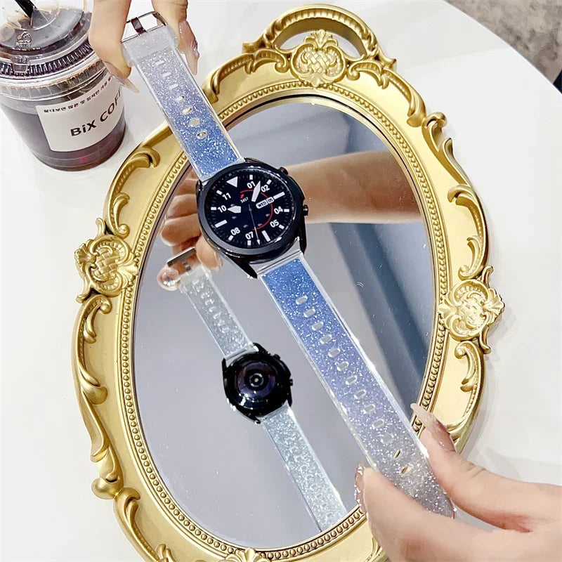20mm/22mm strap For Samsung Galaxy watch 7-5-pro-6-4-classic 40mm 44mm Bling Transparent bracelet Huawei GT 4/3/2/2e/pro band