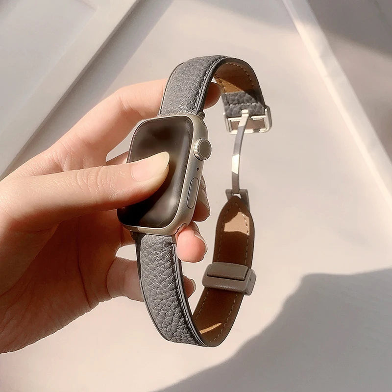 Leather Magnetic Buckle band for Apple Watch 8 7 45mm 41mm Ultra 49mm PU Leather band for Apple Watch Series 6 5 4 3 44mm 42mm 40mm