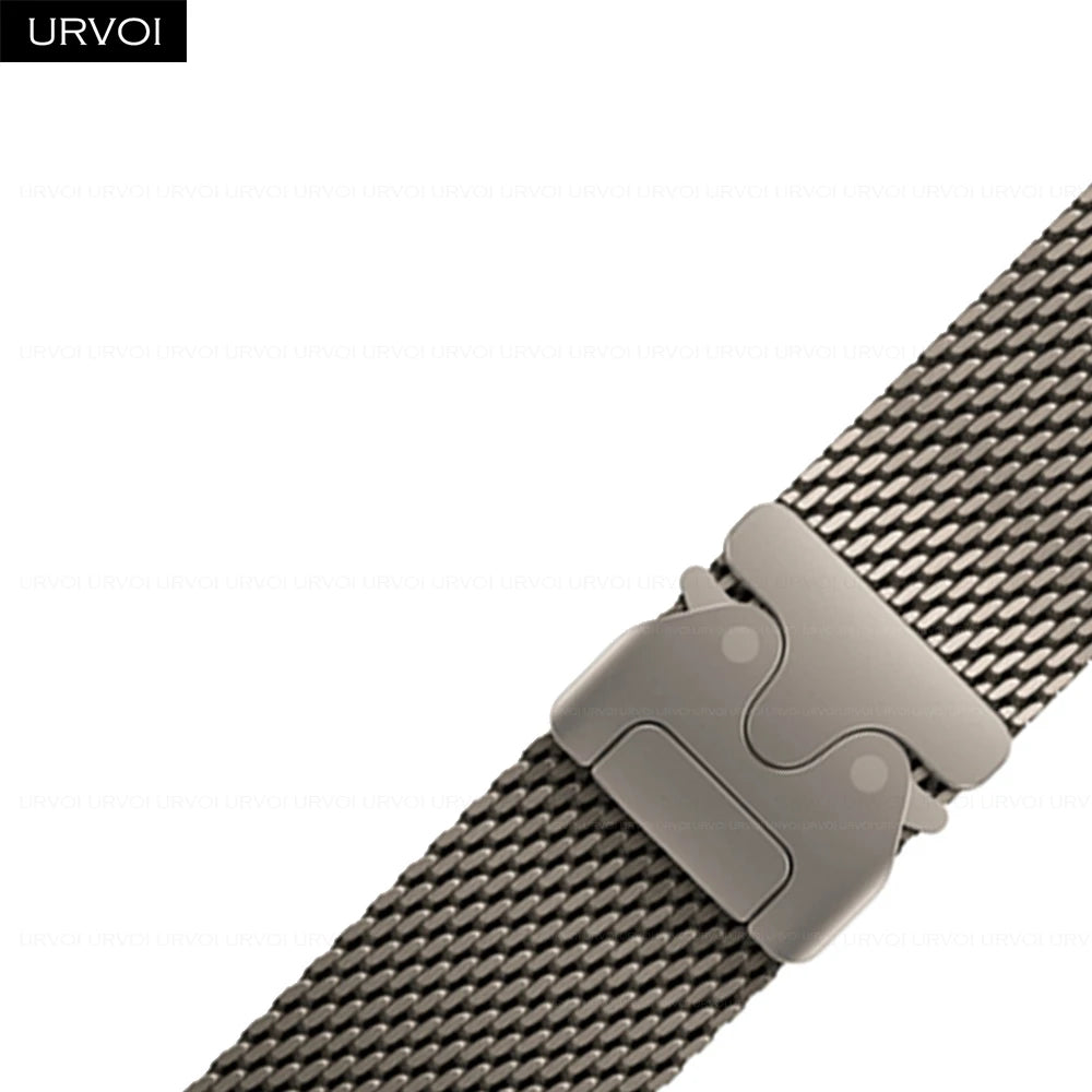URVOI Titanium Milanese loop for Apple Watch Ultra 3 2 Series 11 10 9 Natural Black band mesh band for Apple Watch parachute buckle