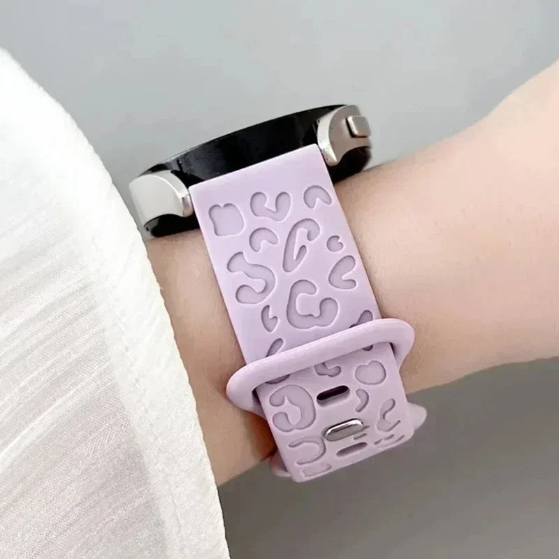20mm Engraved Leopard Band for Samsung Galaxy Watch 7/FE/6/5/5 pro/FE/4 classic Silicone Sport bracelet Huawei GT 5-4-3-2 Strap