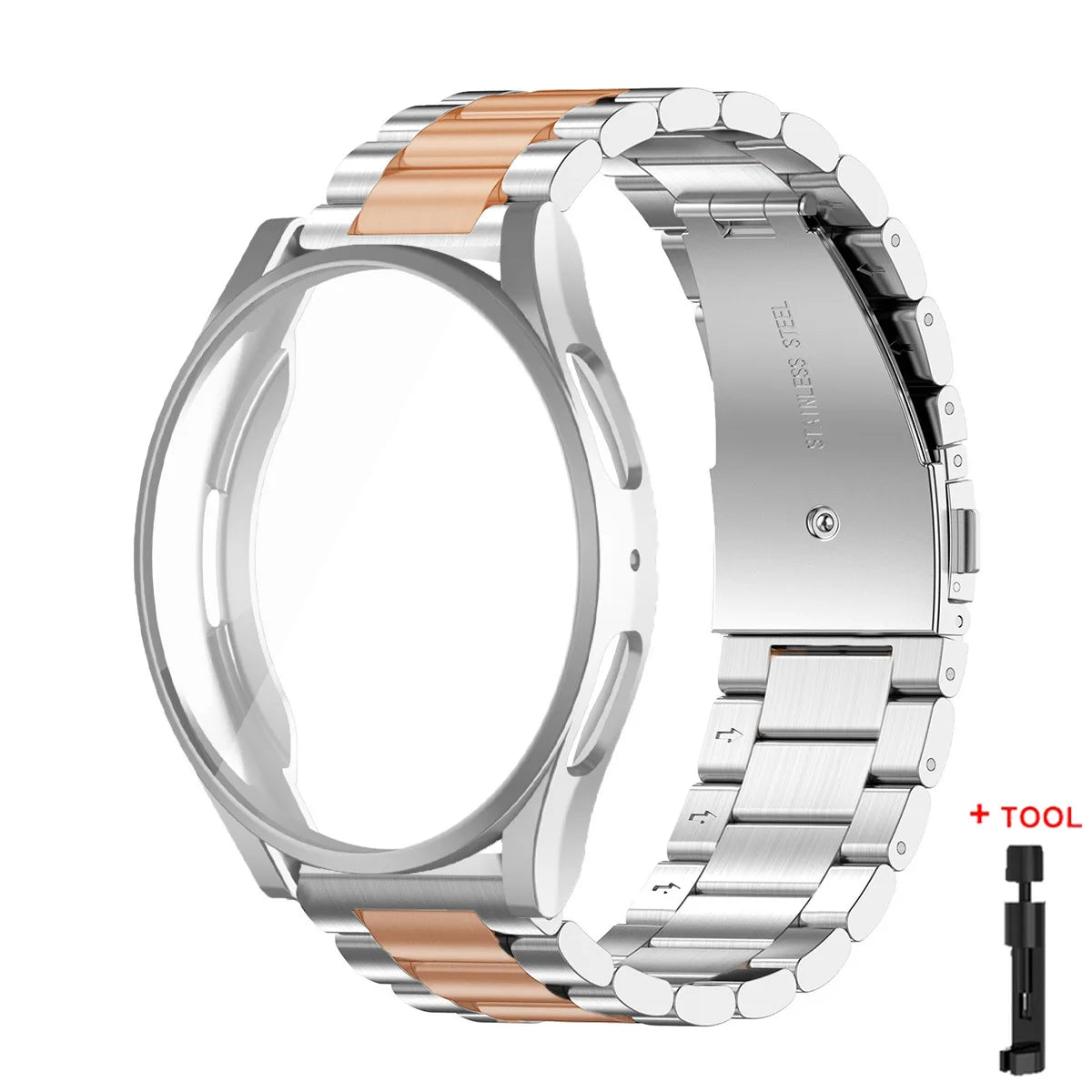 Band+Case for Samsung Galaxy Watch 7 6 5 4 44mm 40mm Stainless Steel Bracelet TPU Cover Watch 6/4Classic 43/47mm 46mm 42mm Strap