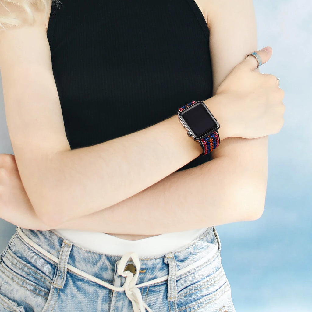 Scrunchie band for Apple Watch band 44mm 40mm 38mm 42mm Elastic Nylon SmartWatch band For Apple Watch 7 6 5 4 3 2 1 SE Watchband