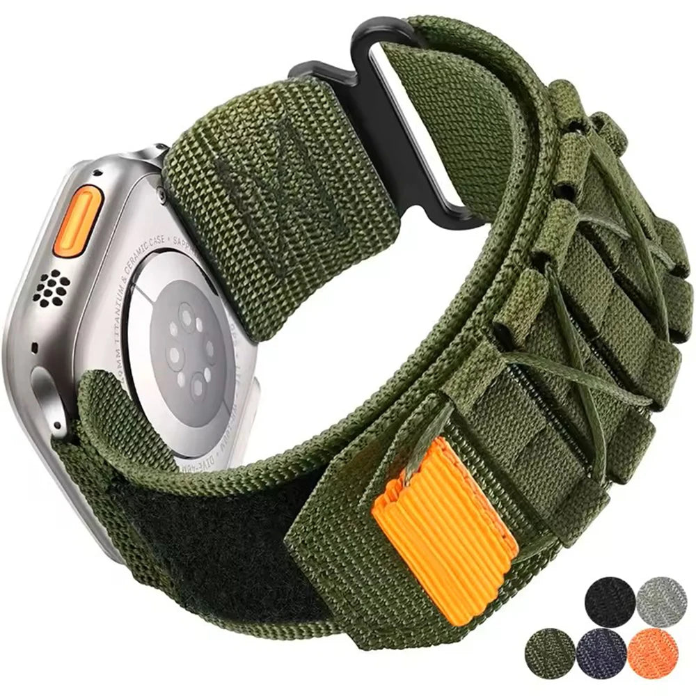 Nylon Watch band for Apple Watch Ultra 3 Ultra 2 49mm , Series 10 46mm , Series 9 8 7 45mm , Series 6 5 4 SE 44mm Velcro Bands