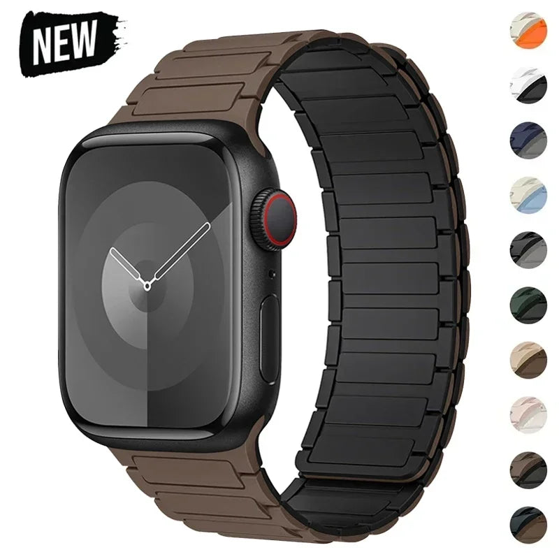 Magnetic Loop For Apple Watch band 44mm 40mm 49mm 45mm 41mm 38mm Silicone band Apple Watch Series 9 8 7 6 5 4 3 SE Ultra 2 band