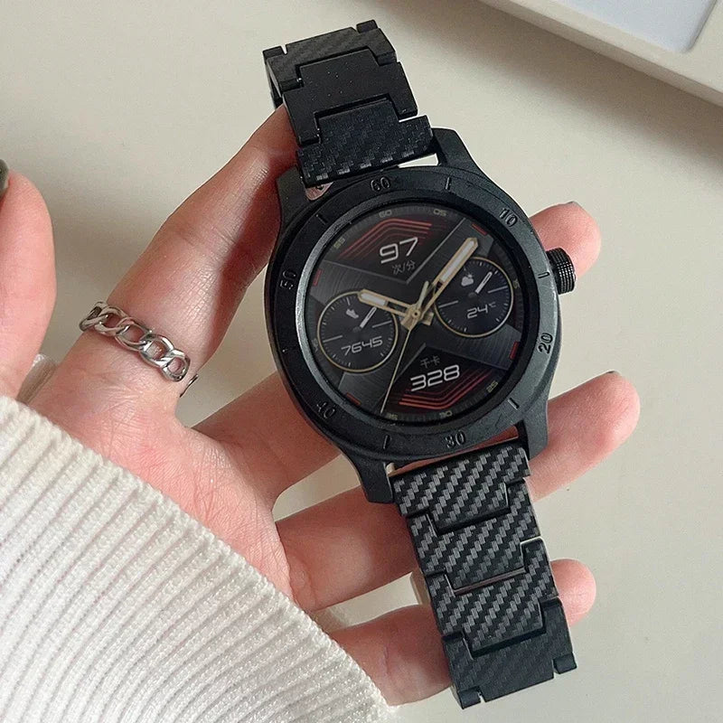 Carbon Fiber Band For Samsung Galaxy 7/FE/4/5/6/Classic 46mm/Active 2 20mm 22mm link Bracelet Huawei Watch GT 4/2/2e/3/Pro strap