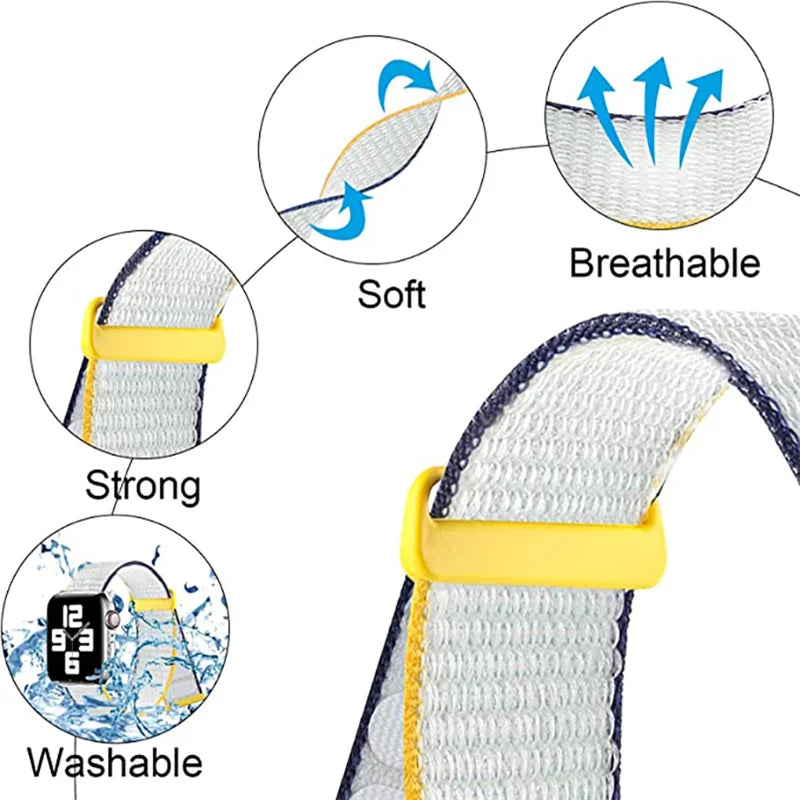 Nylon band For Apple Watch band S10 46mm 42mm 45mm 41mm 44mm 40mm 49mm Braided band Breathable Apple Watch Ultra 10 9 8 7 6 5 4