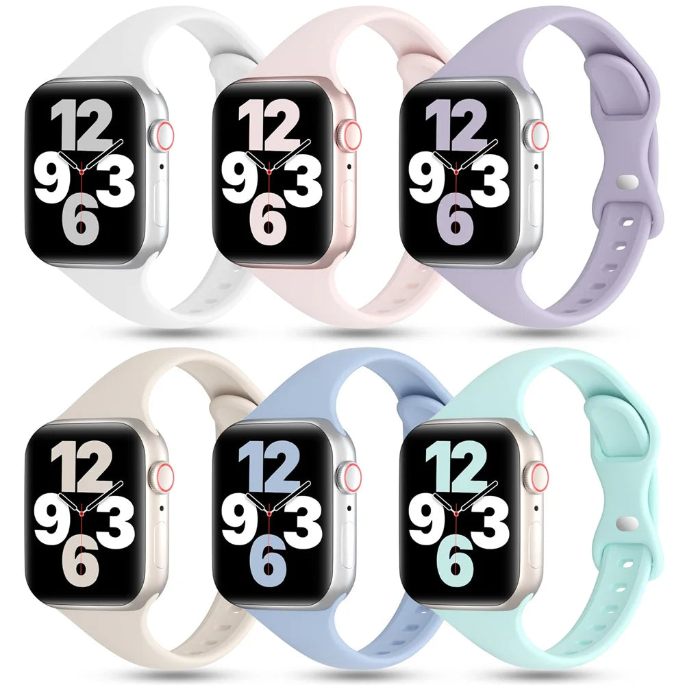 Slim Silicone band For Apple Watch band 45mm 44mm 40mm 41mm 42mm 38mm sport band Apple Watch Series 8 7 SE 3 4 5 6 9 Ultra 2 49mm
