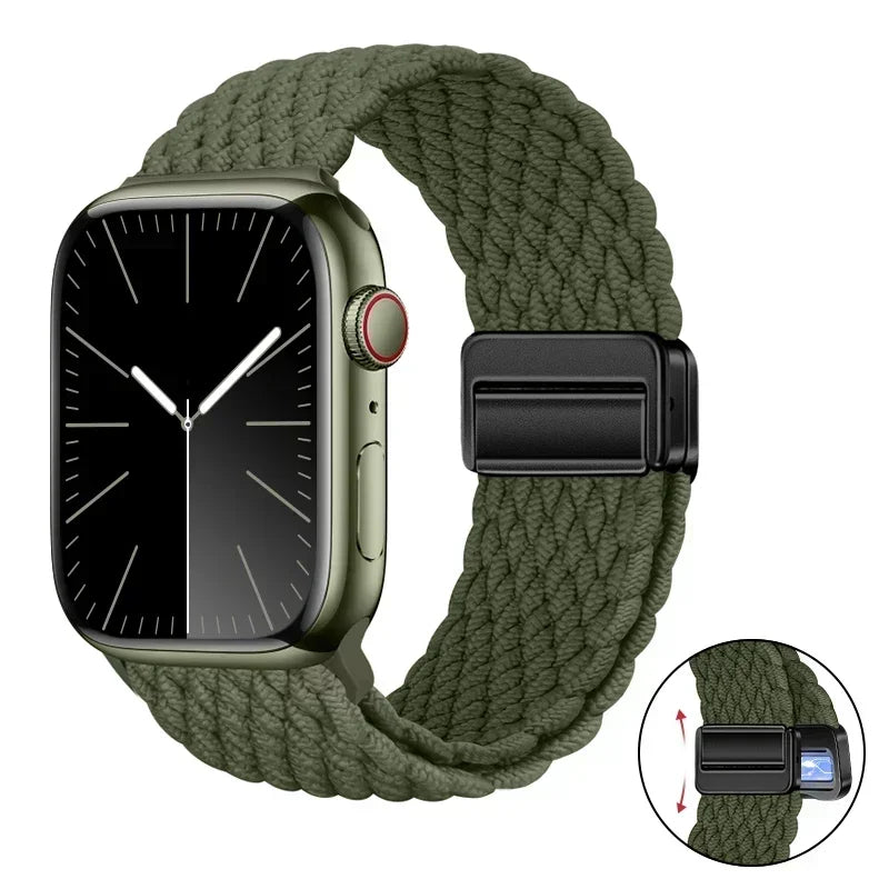 Magnetic Braided band For Apple Watch band 46mm 42mm 45mm 41mm 44mm 40mm Ultra 2 49mm Nylon band Apple Watch 10 9 8 7 6 5 4 SE