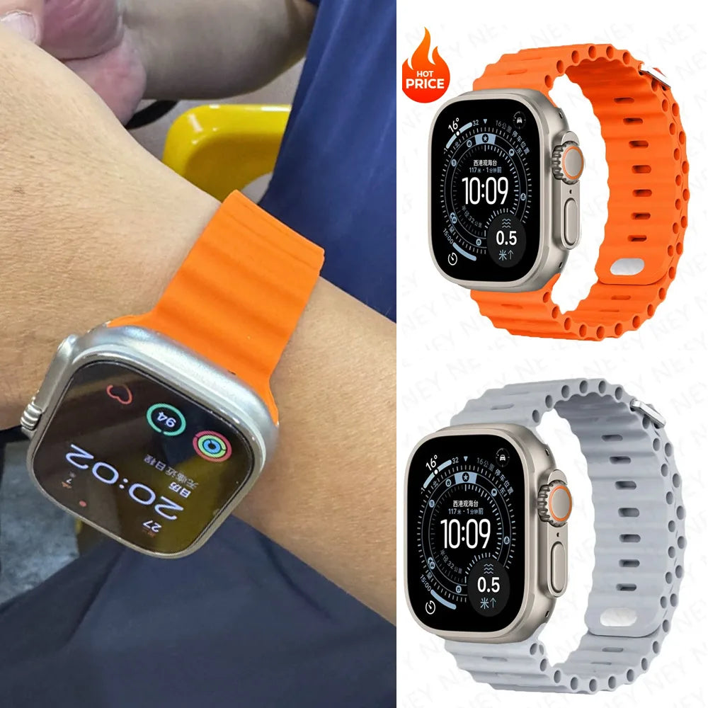 Ocean band For Apple Watch Ultra 2 3 band 49mm 9 8 7 45mm 41mm 44mm Silicone band Wristband Apple Watch S10 S11 46mm 42mm band