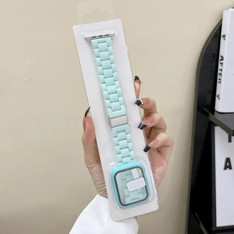 Watch band+Case+glass For Apple Watch band 44mm 40mm 38mm 42mm Candy band Apple Watch Ultra 2 49mm serie 9 8 7 6 5 4 3 SE 41mm 45mm