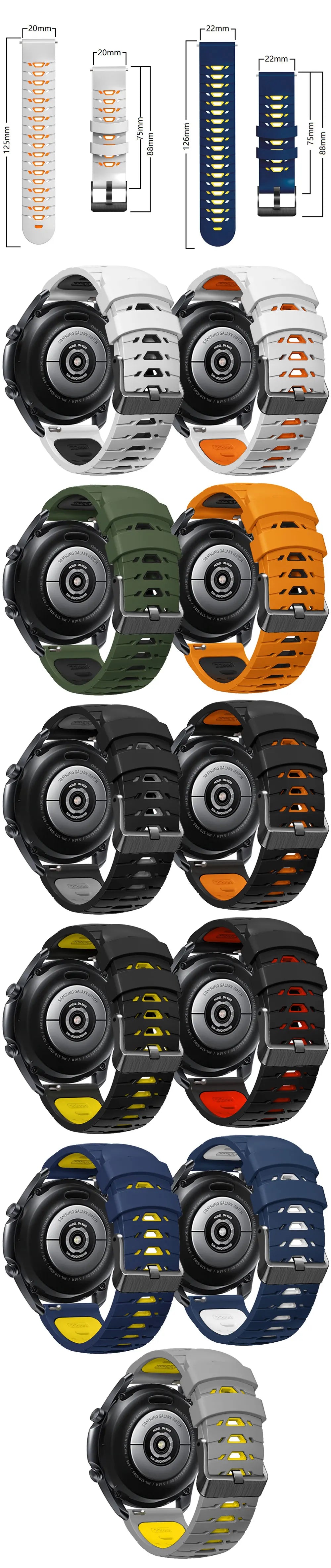 22mm Silicone Band For Samsung Galaxy Watch 3 45mm 46mm Strap Gear S3 Frontier Classic Smartwatch Watchband Replacement Bracelet