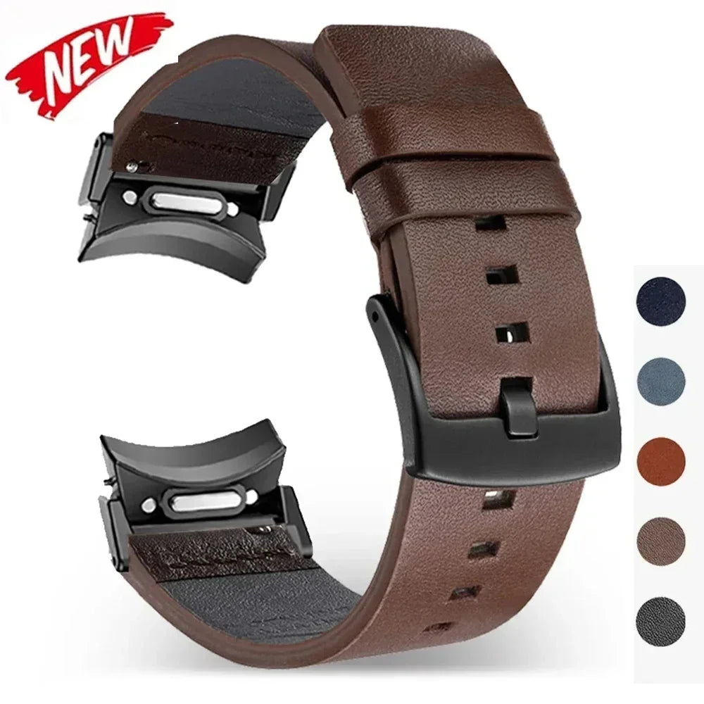 No Gaps Leather Strap For Samsung Galaxy Watch 7 6 Classic 47mm 43mm 6/5/4 40mm 44mm 5Pro 45mm Quick Fit Band Accessories