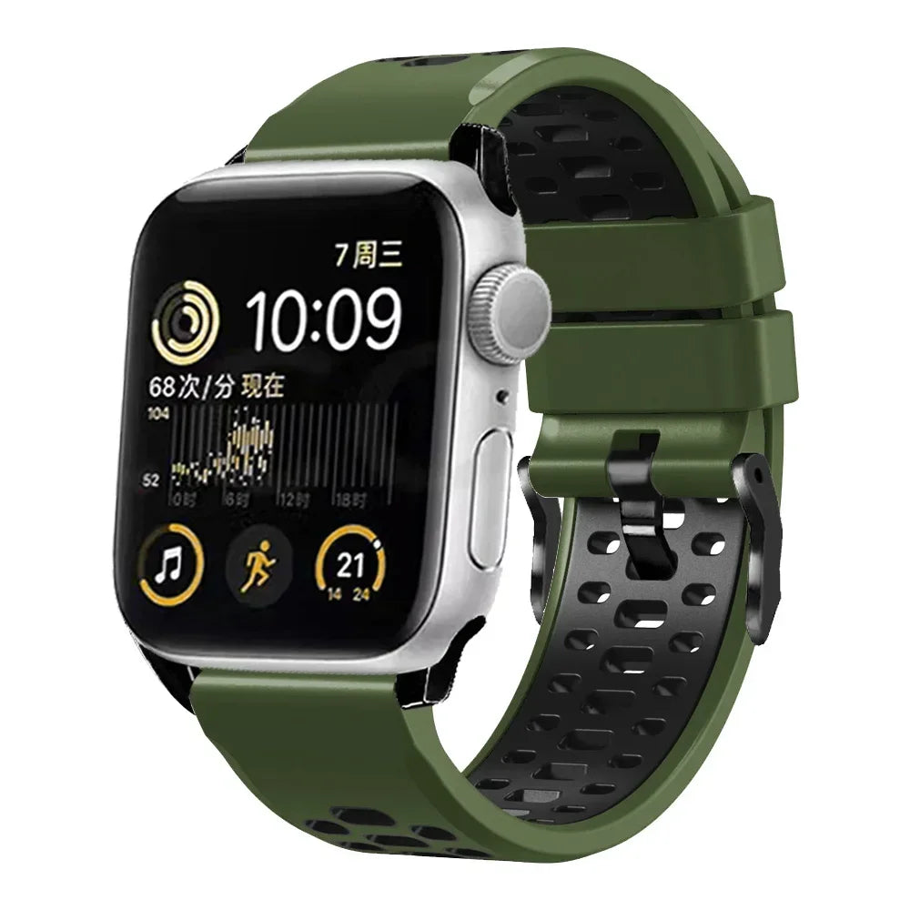 Sport Silicone band For Apple Watch Ultra 2 49mm band Wristband For Apple Watch Series 9 8 7 SE 6 45mm 44mm 42mm Accessory