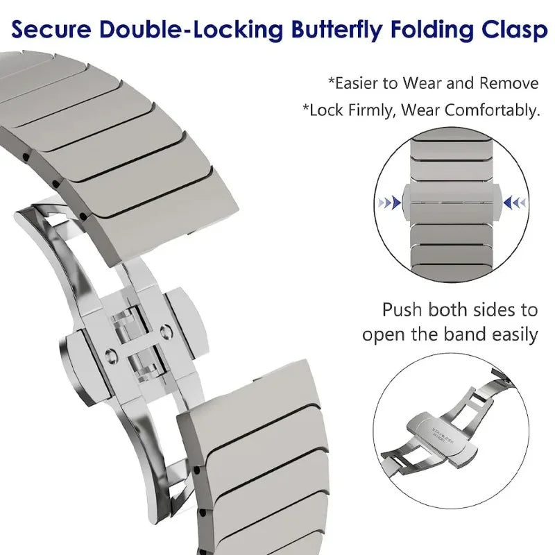 Luxury Stainless Steel band For Apple Watch Series 10 9 46mm 45mm 38mm 42mm 44mm 40mm Link band Apple Watch Ultra 2 49mm metal Band.