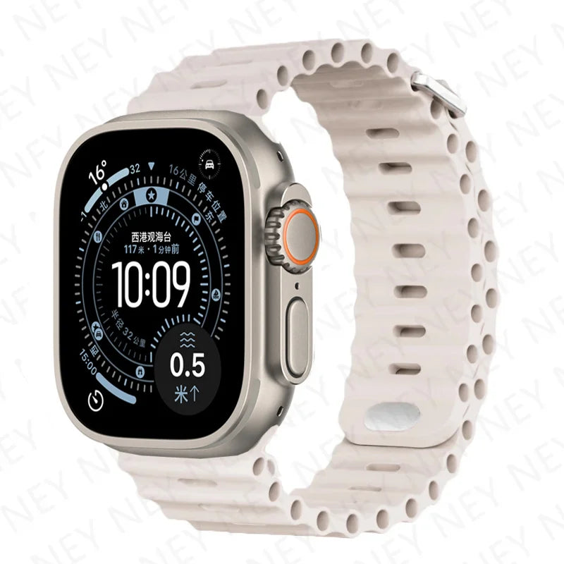 Bands For Apple Watch 10 Ultra 2 3 49mm 45mm 41mm 44mm Silicone Ocean band Apple Watch Series 11 9 8 7 6 5 4 SE 3 46mm 42mm