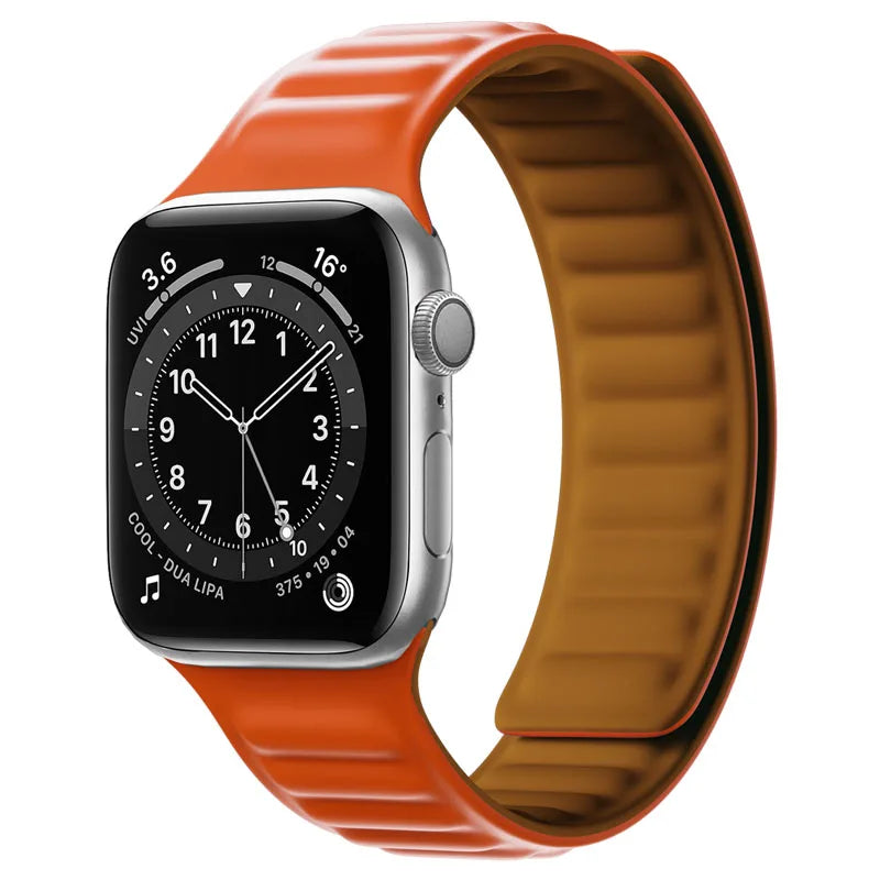 Silicone Link band for Apple Watch band 44mm 40mm 45mm 41mm 46mm 49mm Magnetic Loop band Apple Watch Series SE 7 8 9 Ultra 2 10