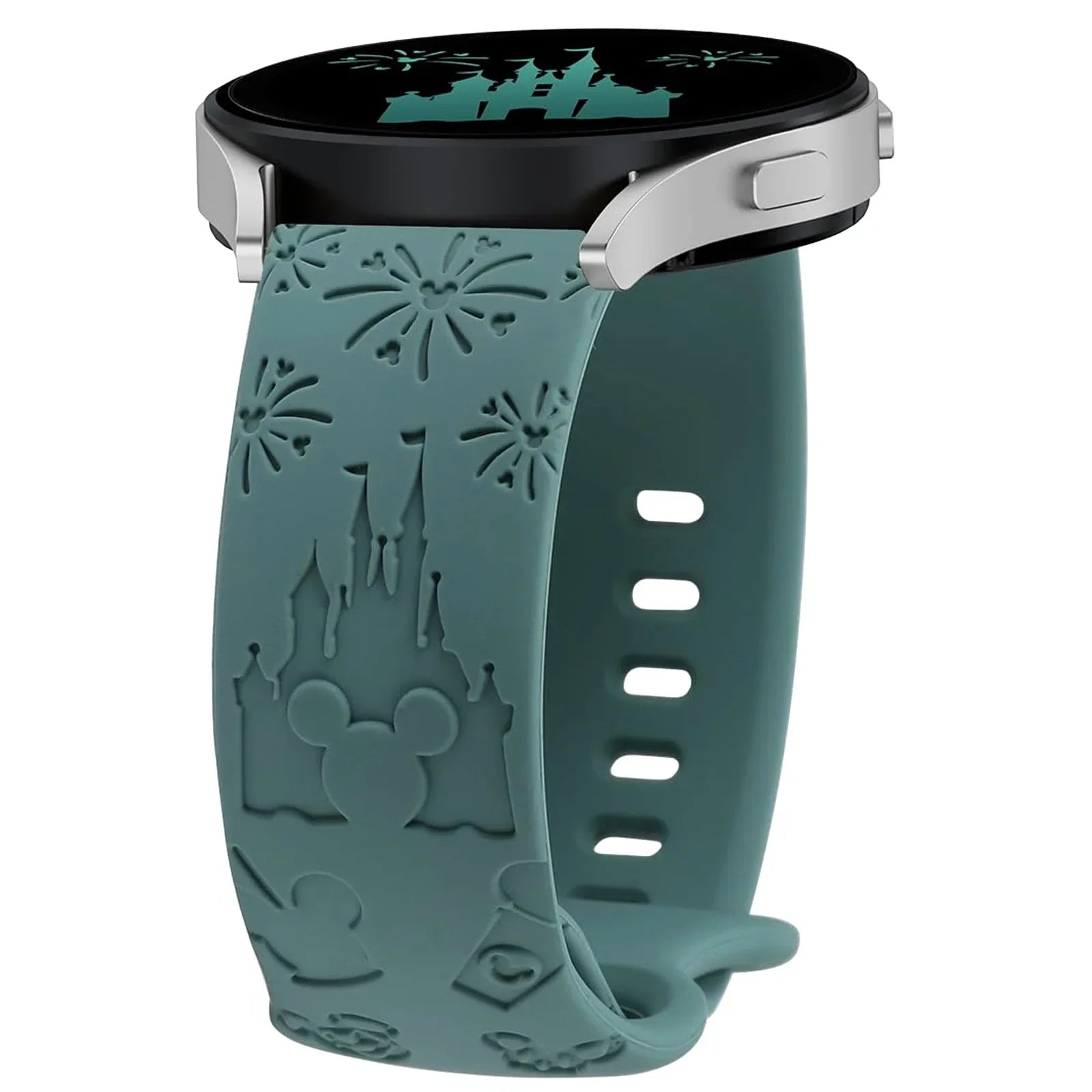 20mm Castle Floral Engraved Band for Samsung Galaxy Watch 7 6 5 4 40/44mm Silicone Cute Strap for Watch 6Classic 47mm 5Pro 45mm