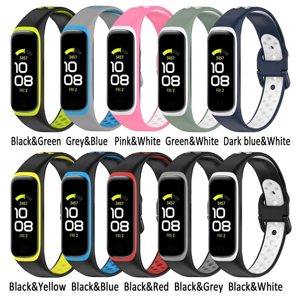 Soft Double Color Wristband Replacement Bracelet Strap Silicone For Samsung Galaxy Fit 2 SM-R220