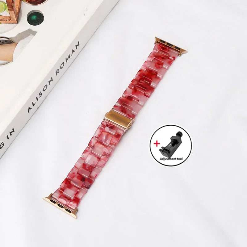 Luxury Resin band for Apple Watch Ultra 2 band 49mm 45mm 41mm 40mm 44mm 38mm 42mm Link band Apple Watch Series 9 7 8 6 SE 5 4 3