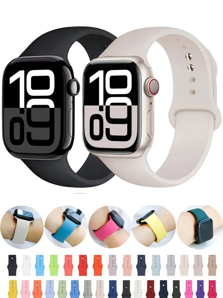 bands For Apple Watch band 44mm 40mm 45mm 41mm 49mm 46mm 42mm 38mm correa silicone band Apple Watch Series 10 7 8 SE 3 6 9 Ultra 2