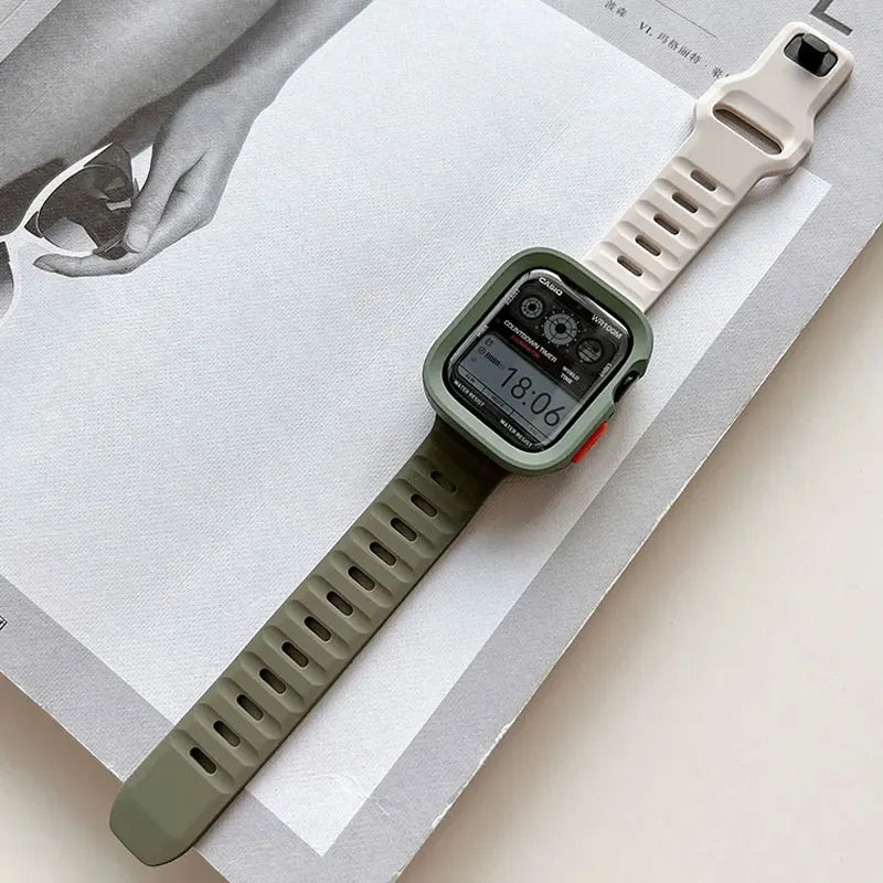 Candy Silicone Case+ band For Apple Watch Series 9 45mm band 8 7 42mm 41mm SE 6 5 4 3 2 1 44mm 40mm 38mm Apple Watch Ultra 2 49mm