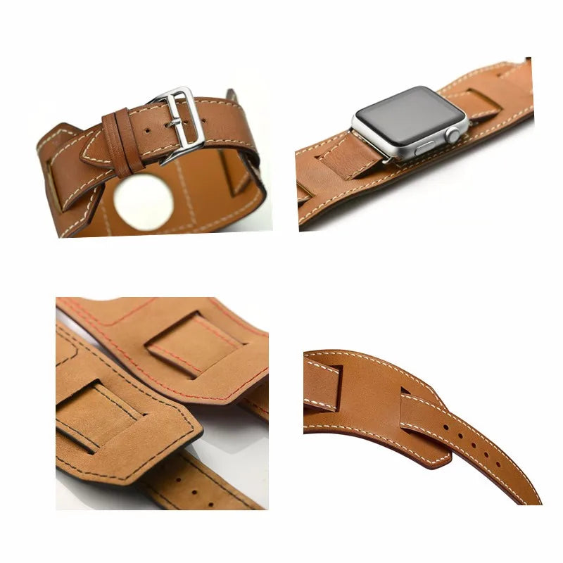 Cuff band for Apple Watch band 44mm 45mm 40mm 49mm 41mm 42mm 38mm Leather watch band Apple Watch Series 9 8 7 5 SE 6 Ultra 2 band