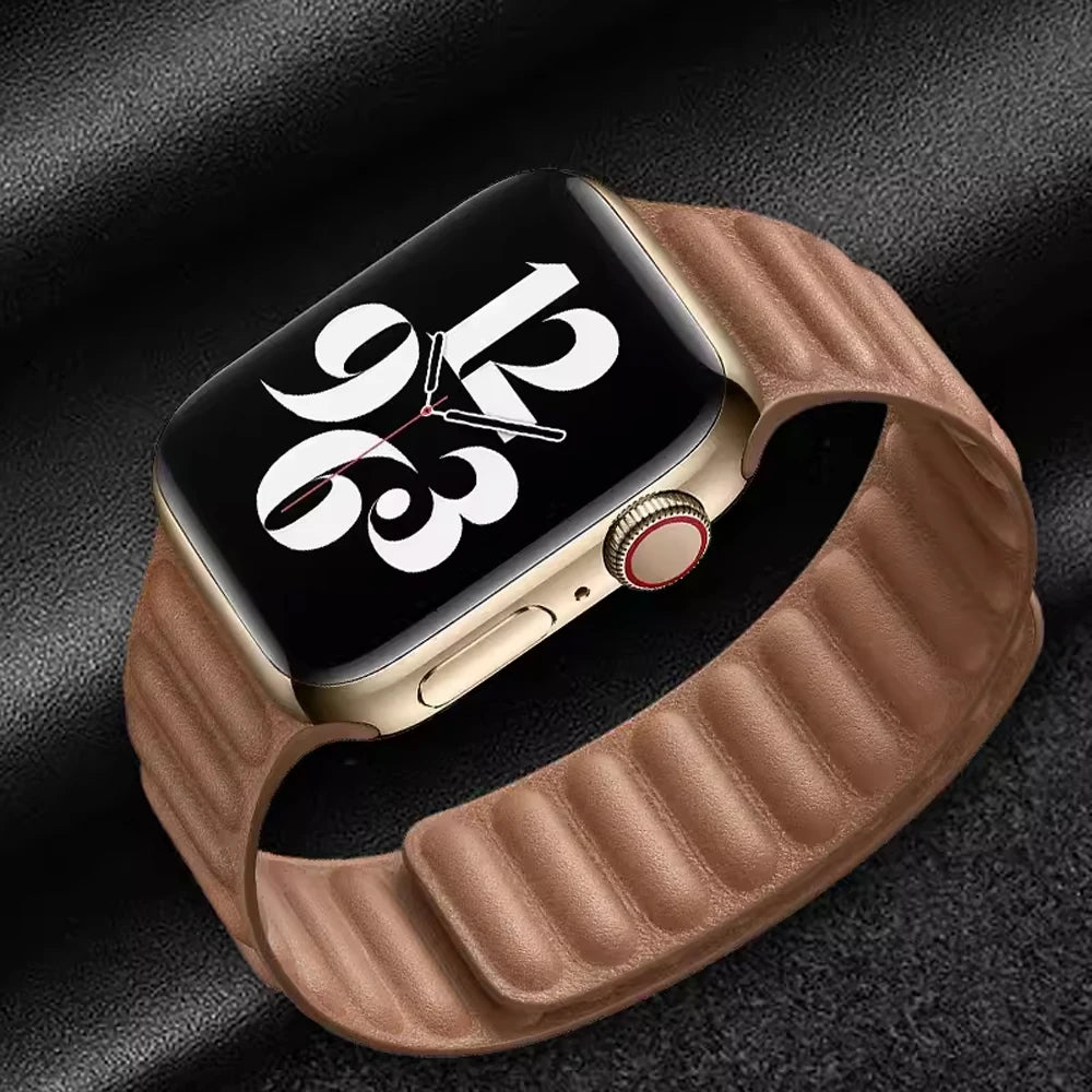 Leather band for Apple Watch band 49mm 46mm 42mm 41mm 44mm Original Magnetic Loop Link band Apple Watch 10 9 8 7 SE Ultar2 band
