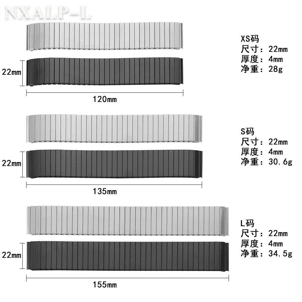 18mm 20mm 22mm Stainless Steel Elastic Stretch Strap for Huawei for Samsung Galaxy Smart Watch Band Metal Expansion Wristband