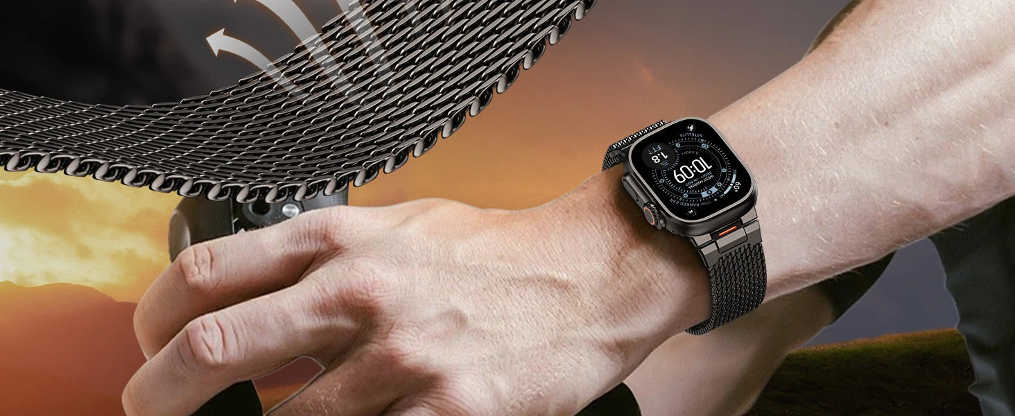 Mechanical Milanese Loop band for Apple Watch Ultra 3 band 49mm 46mm 44mm 41mm 45mm 42mm 40mm band Apple Watch 11 10 9 8 7 6 SE 3