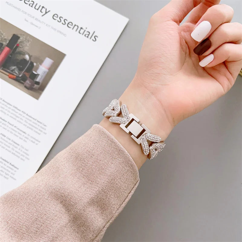 Diamond metal band for Apple Watch 10 band 46mm 42mm 41mm 44mm 49mm 45mm 40mm Women Belt band Apple Watch Series 9 8 7 SE 6 Ultra