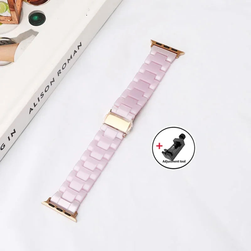 Luxury Resin band for Apple Watch Ultra 2 band 49mm 45mm 41mm 40mm 44mm 38mm 42mm Link band Apple Watch Series 9 7 8 6 SE 5 4 3