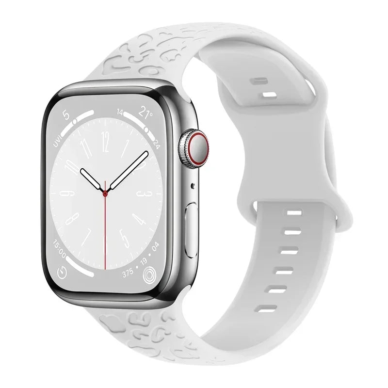 Engraved band For Apple Watch Ultra 3 2 1 49mm 41mm 45mm 40mm 44mm 42mm 46mm Silicone Leopard band Series 11 10 9 8 7 6 5 4 band