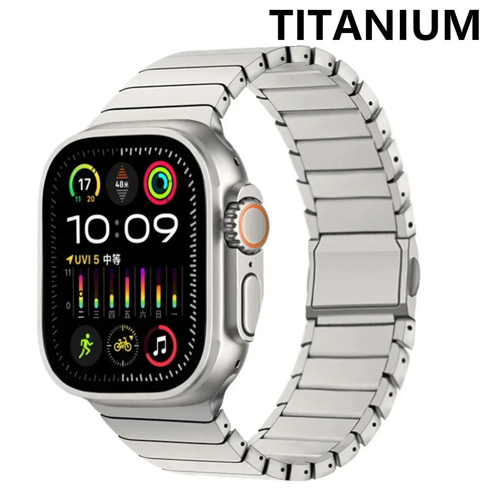 Luxury Titanium band for Apple Watch Ultra 1 2 49mm Magnetic Men Link band for Apple Watch Series 10 9 8 7 6 5 SE 46mm 45mm 44mm