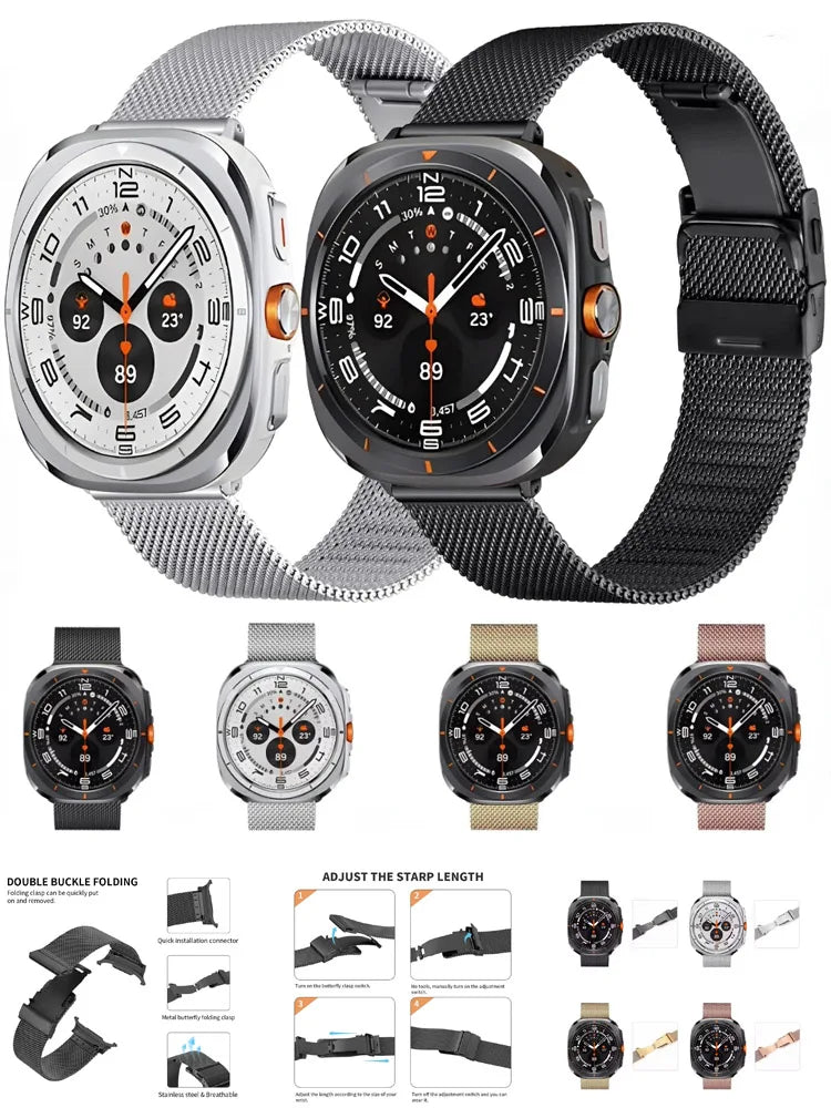 Metal Milanese Strap for Samsung Galaxy Watch 8-7 Ultra 47mm Comfortable Band for Galaxy Watch 8 Ultra 47mm Accessories Bracelet