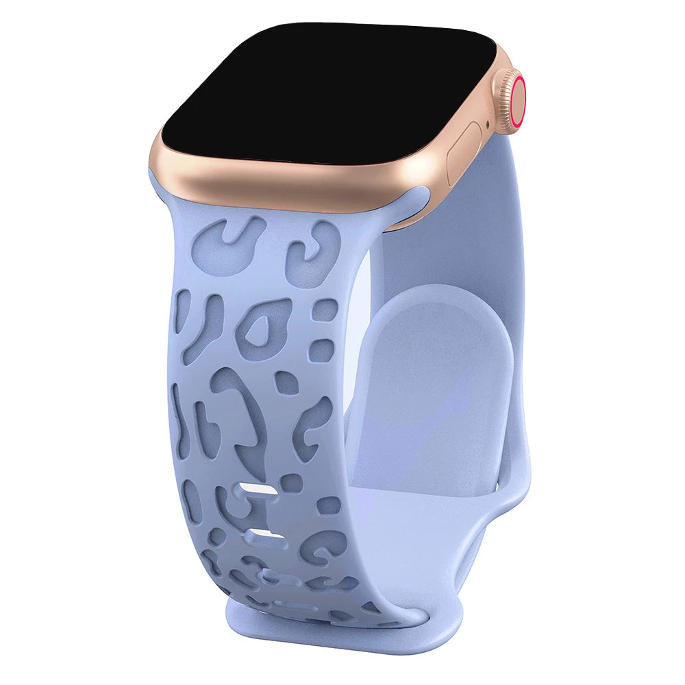 Engraved Leopard band For Apple Watch Ultra 2 3 band 49mm 44mm 41mm 40mm 45mm 38mm Silicone band Apple Watch Series 98765SE 10 11 46mm 42mm