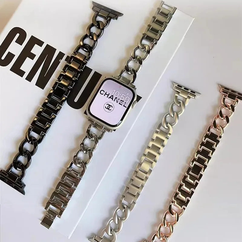 Metallic Chain Watch band for Apple Watch band 45mm 49mm 40mm 42mm 44mm Sport watch band for Apple Watch Series Ultra 2 9 8 7 6 5 SE