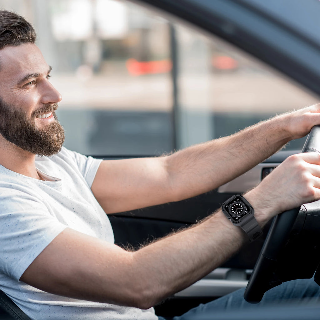 Rugged Armor Pro Designed 44mm 42mm band for Apple Watch band with Case for Apple Watch 44mm 42mm Series 6 SE 5 4