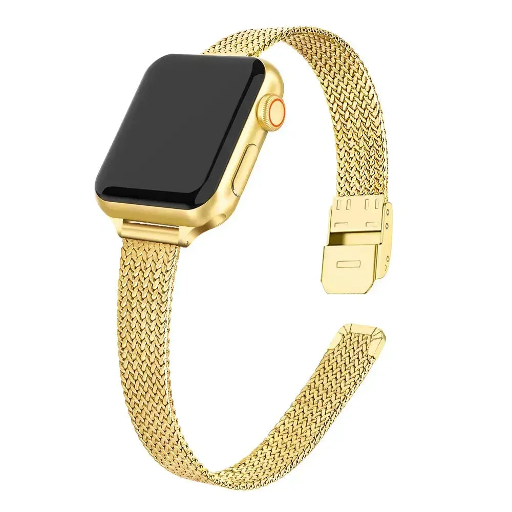 Slim band metal band for Apple Watch 10 9 8 7 6 SE 5 4 44mm 45mm 49mm Ultra Stainless Steel Milanese band for Apple Watch 42mm 46mm