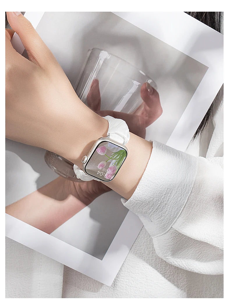 Scrunchie Compatible For Samsung Galaxy Fit 3 SM-R390,Cute Ice Silk Elastic for Samsung Galaxy Fit 3 Accessories