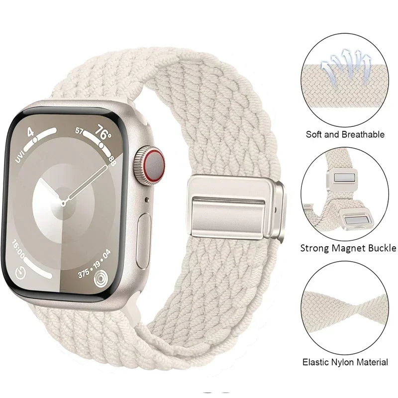 Braided band For Apple Watch band 40mm 44mm 42mm 46mm 45mm 38mm 41mm Magnetic buckle band Series 10 SE 9 8 7 6 5 4 Ultra 2 49mm