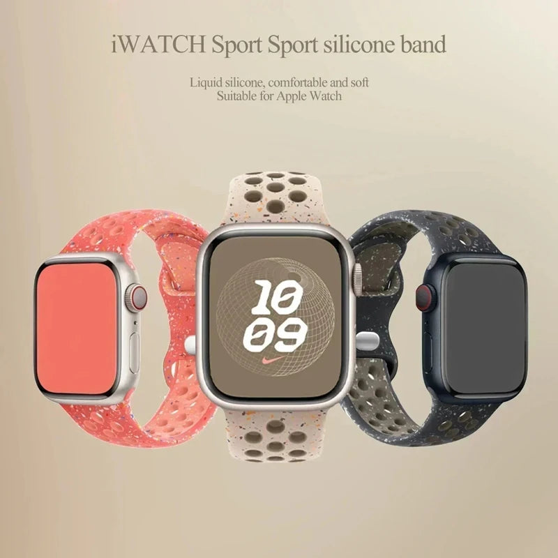 Original Sport band for Apple Watch band Ultra 2 49mm 45mm 44mm 42mm 38mm Colored Particles Rubber band for Apple Watch 9 8 7 6 5 SE