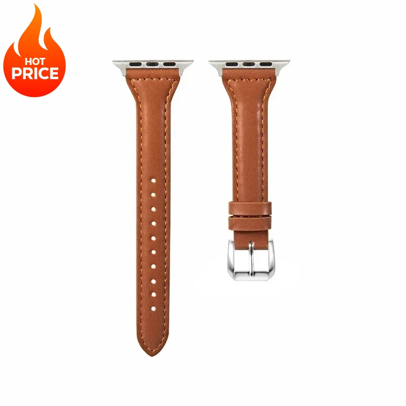 Slim Leather band For Apple Watch band 44mm 40mm 41mm 45mm 44mm band aple watch Series 10 11 46mm 42mm band Ultra 2 3 49mm