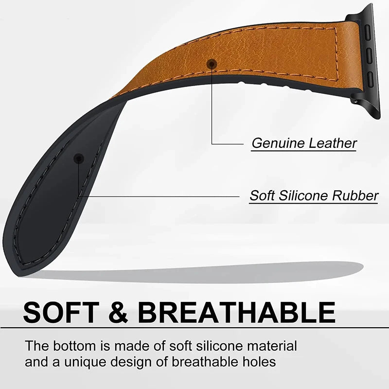 Leather band for Apple Watch 10 Ultra 9 band 46mm 49mm 42mm 44mm 45mm 40mm 41mm band men Silicone Apple Watch Series 9 8 7 SE 6 5
