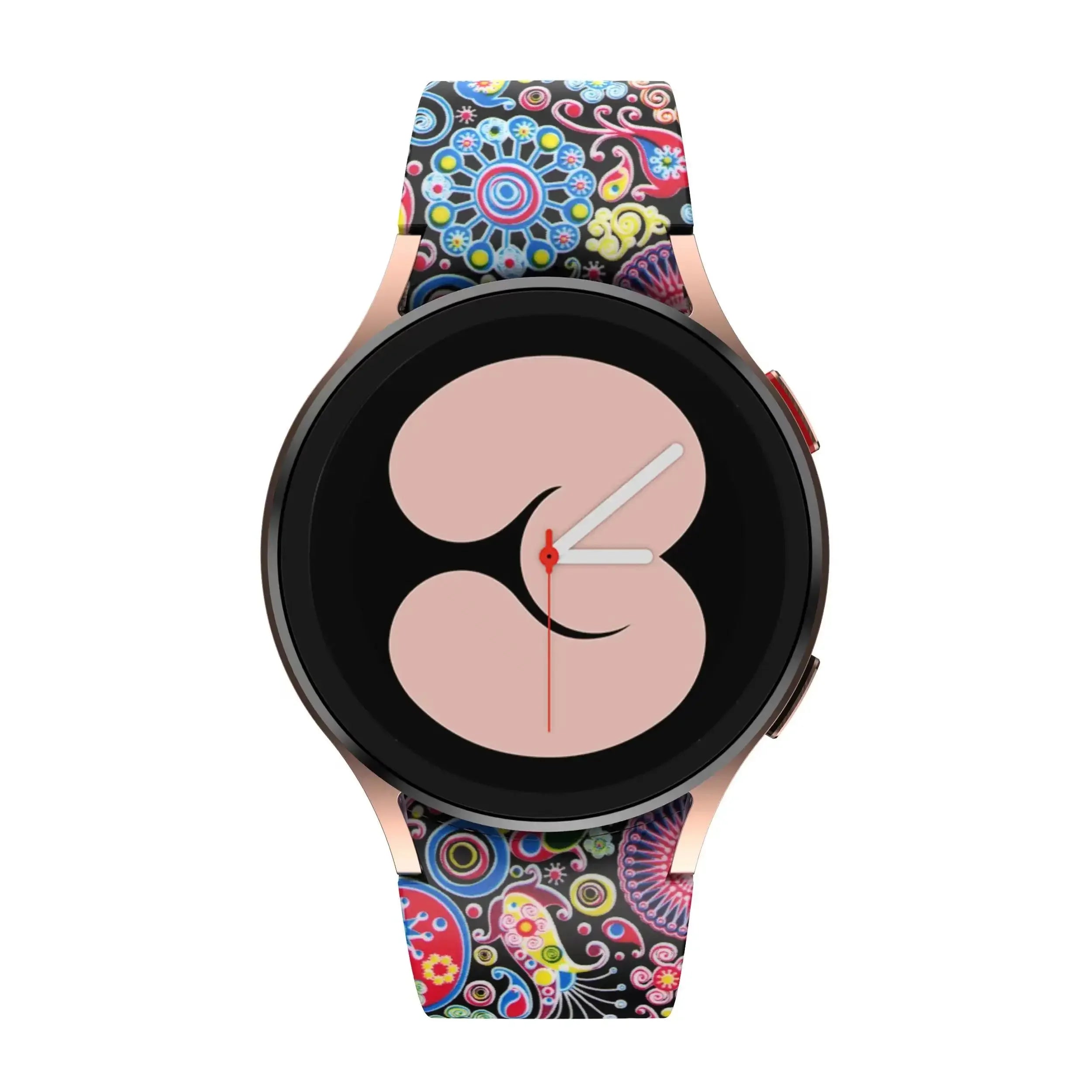 Printed Silicone Strap For Samsung Galaxy FE 4/5/6/7 40mm 44mm Colors Bracelet Watchband For Watch 4-6 Classic 47mm43mm 46mm42mm