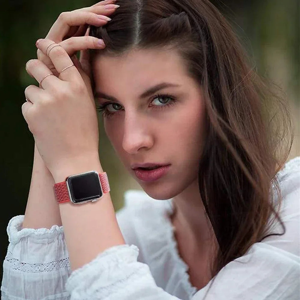 Nylon loop Correa For Apple Watch band 45mm 44mm 46mm 40mm 49mm 41mm 42mm 38mm band Apple Watch Series 6 SE 7 8 9 10 Ultra 2 bands