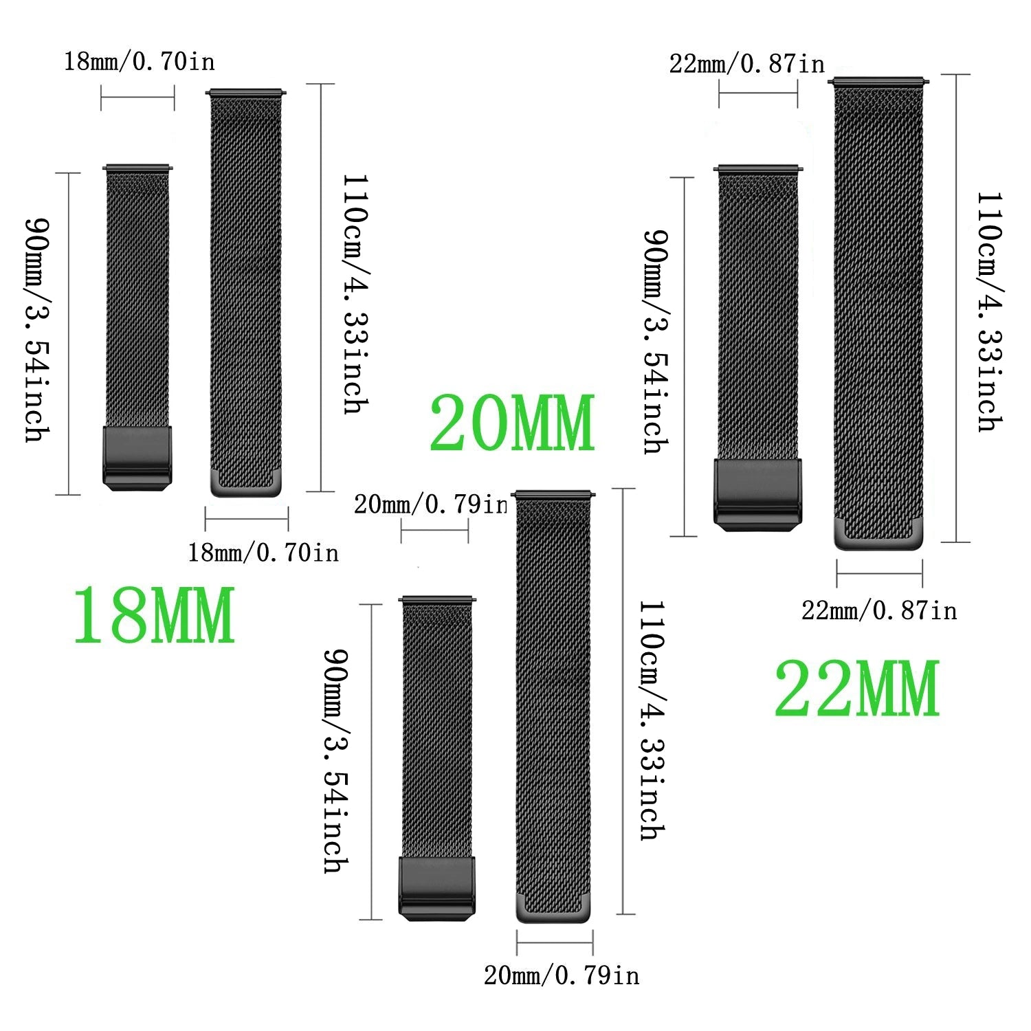 Milanese Watchband 18mm 20mm 22mm Metal Strap Bracelet For Samsung Galaxy Watch 7 6 5 4 40 44mm Huawei 4 GT Bracelet Garmin Band