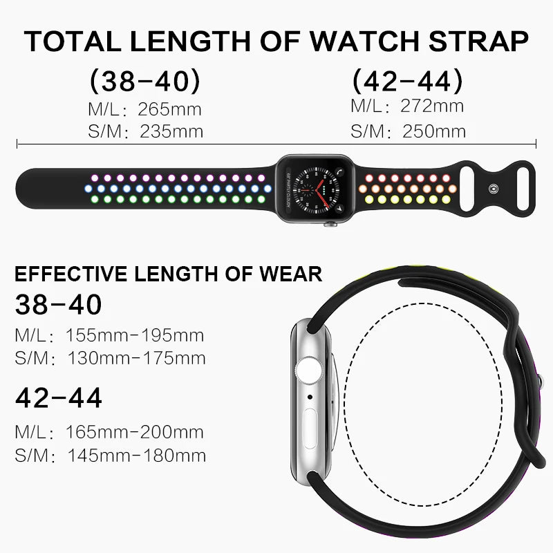 Sport band for Apple Watch band 44mm 40mm 42mm 38mm 41mm 45mm Air hole Silicone band Apple Watch Series 9 8 7 6 SE 5 Ultra 2 49mm