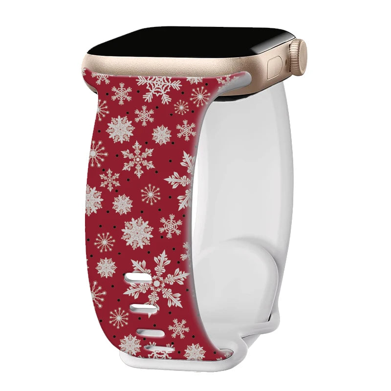Silicone Christmas band for Apple Watch band 46mm 41mm 42mm 44mm 45mm 49mm Sport band for Apple Watch 11 10 9 8 7 6 5 SE Ultra 3