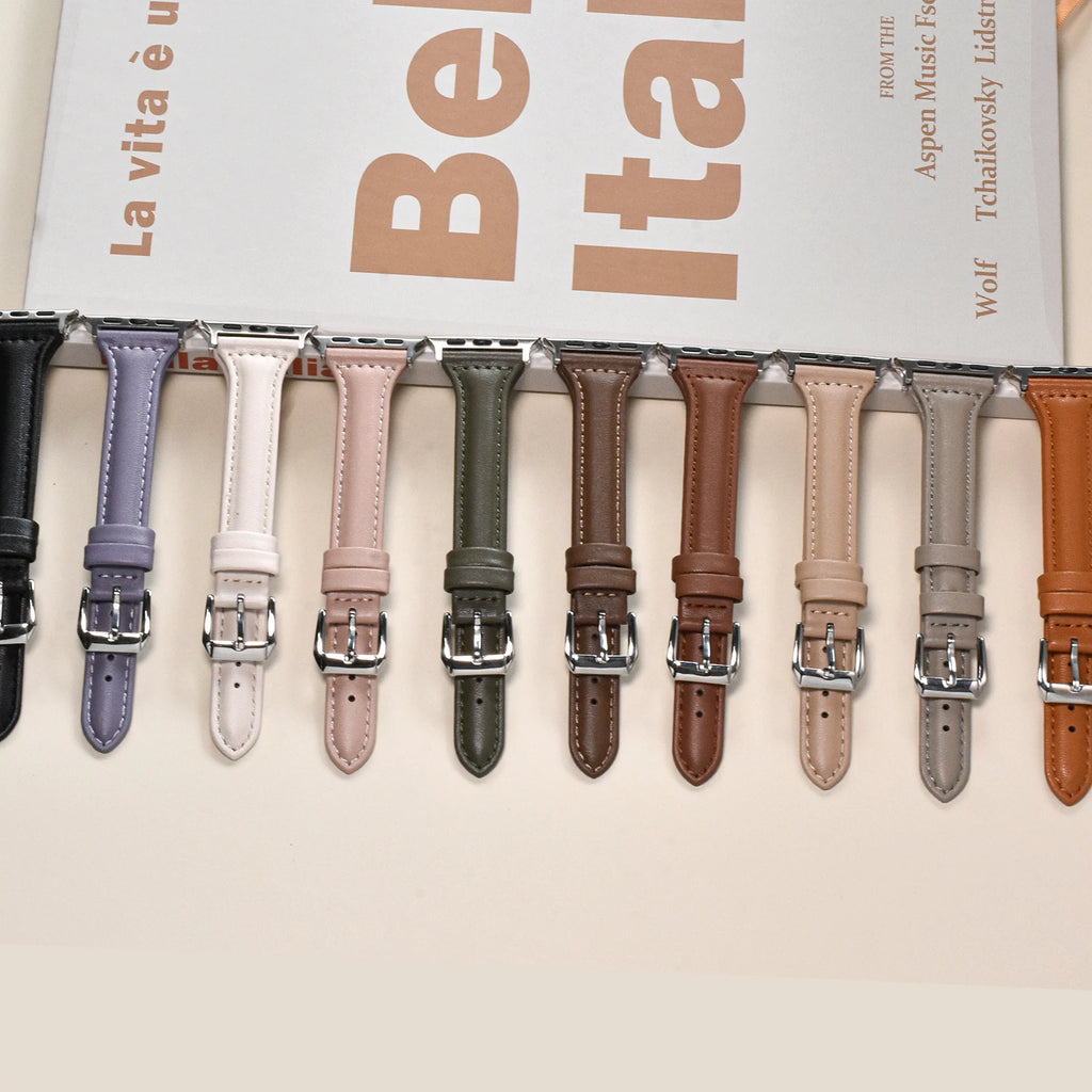 Slim Leather band For Apple Watch Series 10 11 42mm 46mm 9 8 7 41mm 45mm band 42mm Ultra 49mm band Apple Watch SE 6 5 4 3 40mm 44mm